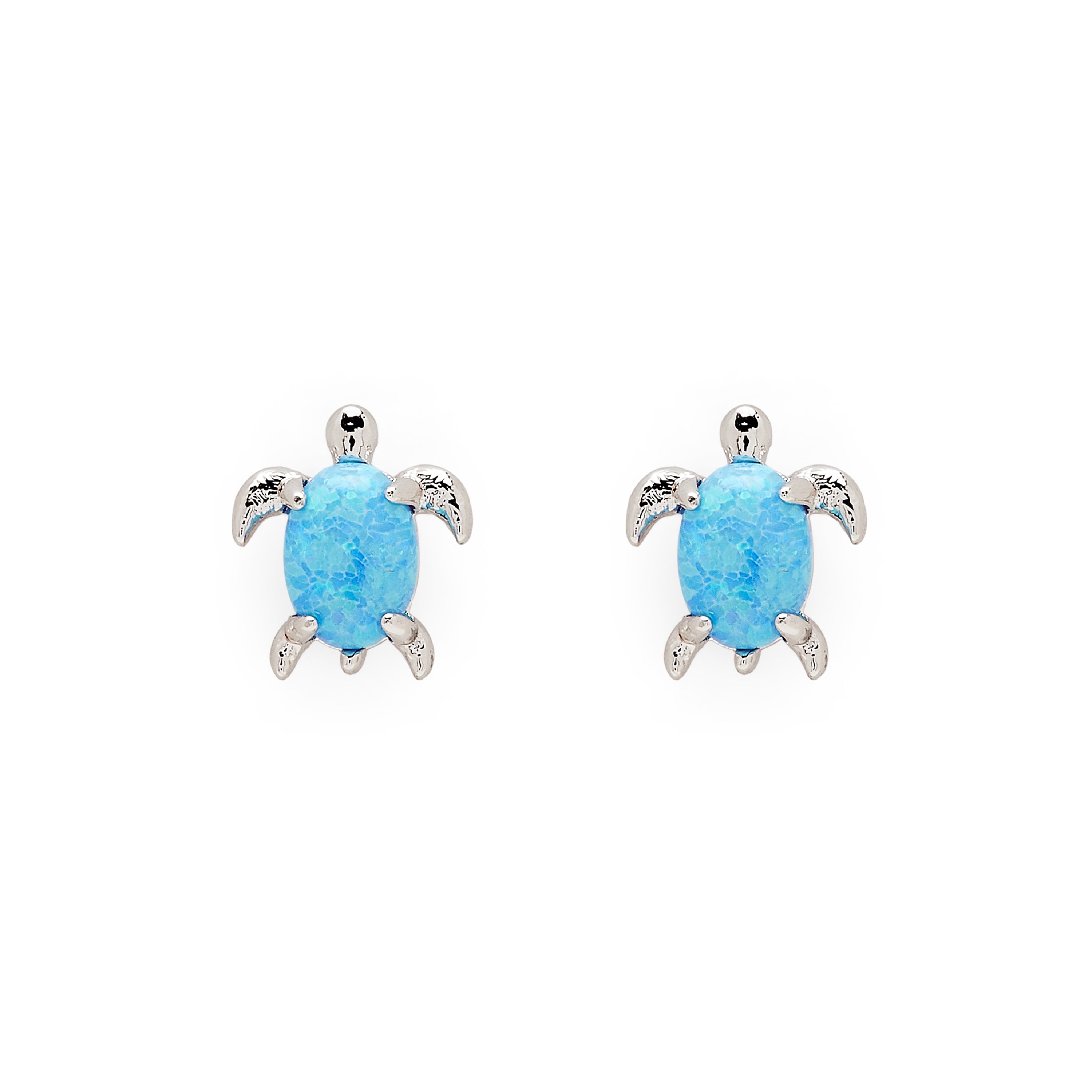 Sea Turtle Earrings-Earrings-Puravida-Silver/Turquoise-SchoolBagsAndStuff