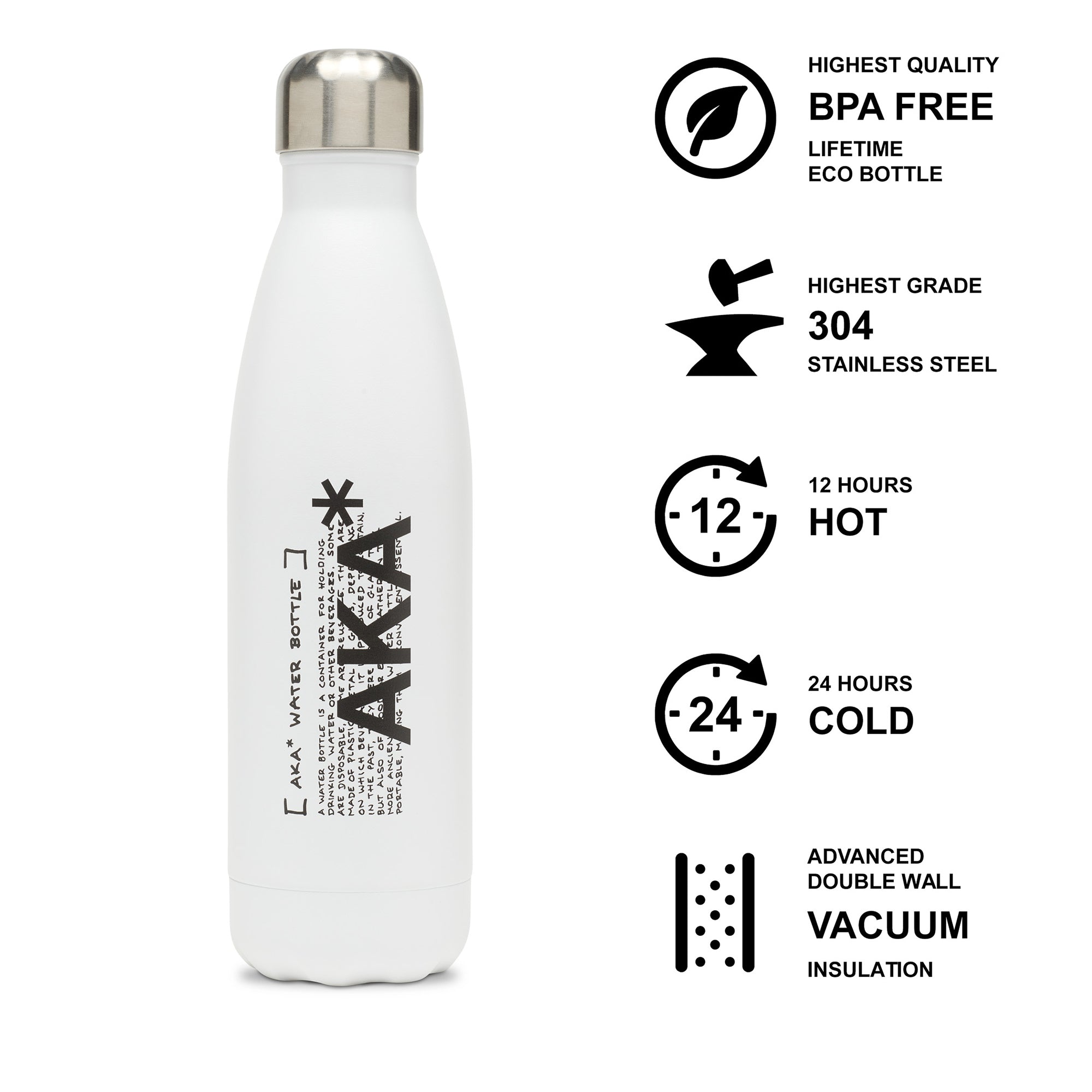 Brick Lane Water Bottle-Water Bottle-AKA*-White-SchoolBagsAndStuff