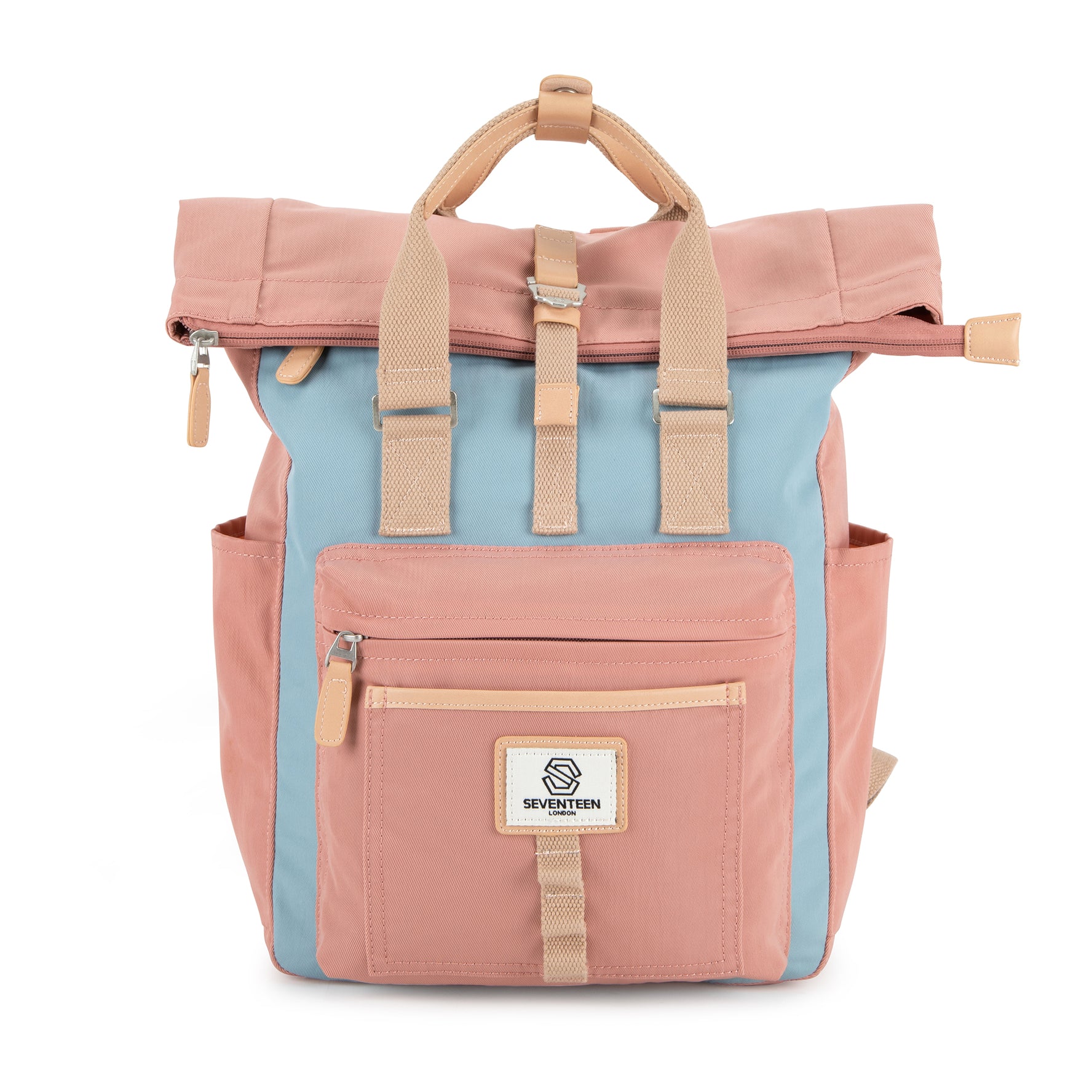 Canary Wharf Backpack-Backpack-17 London-Pink/Light Blue-SchoolBagsAndStuff