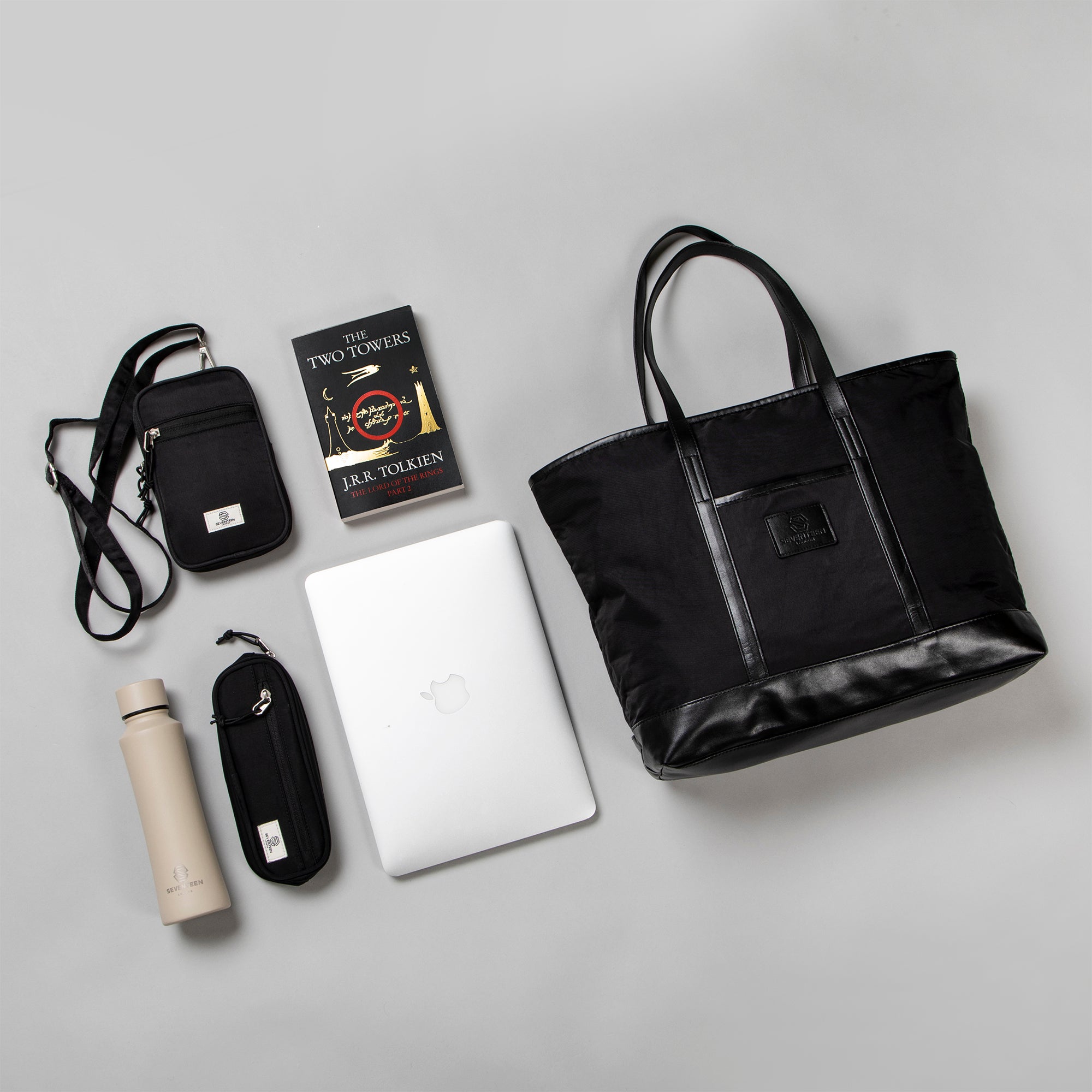 Battersea Tote Bag-Tote Bag-17 London-Black/Black-SchoolBagsAndStuff