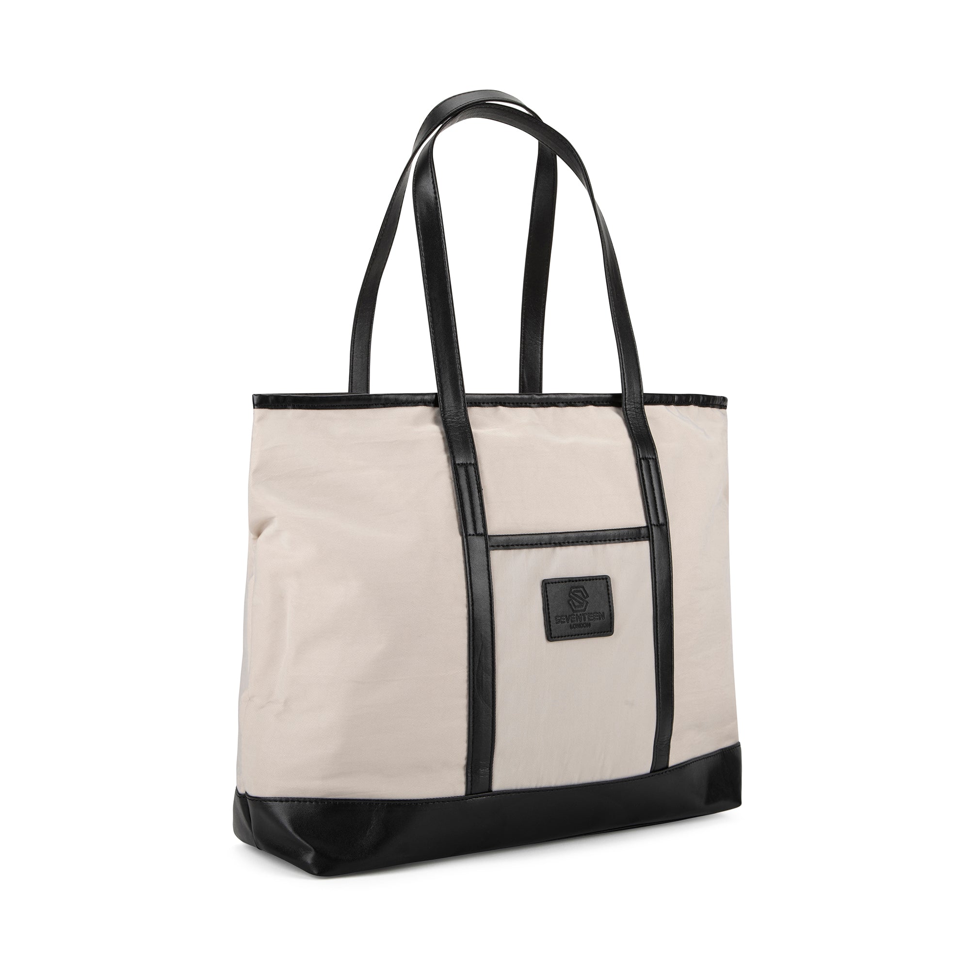 Battersea Tote Bag-Tote Bag-17 London-Cream/Black-SchoolBagsAndStuff