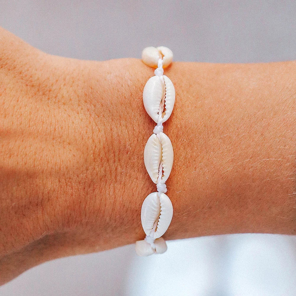Knotted Cowries Bracelet-Bracelet-Puravida-White-SchoolBagsAndStuff