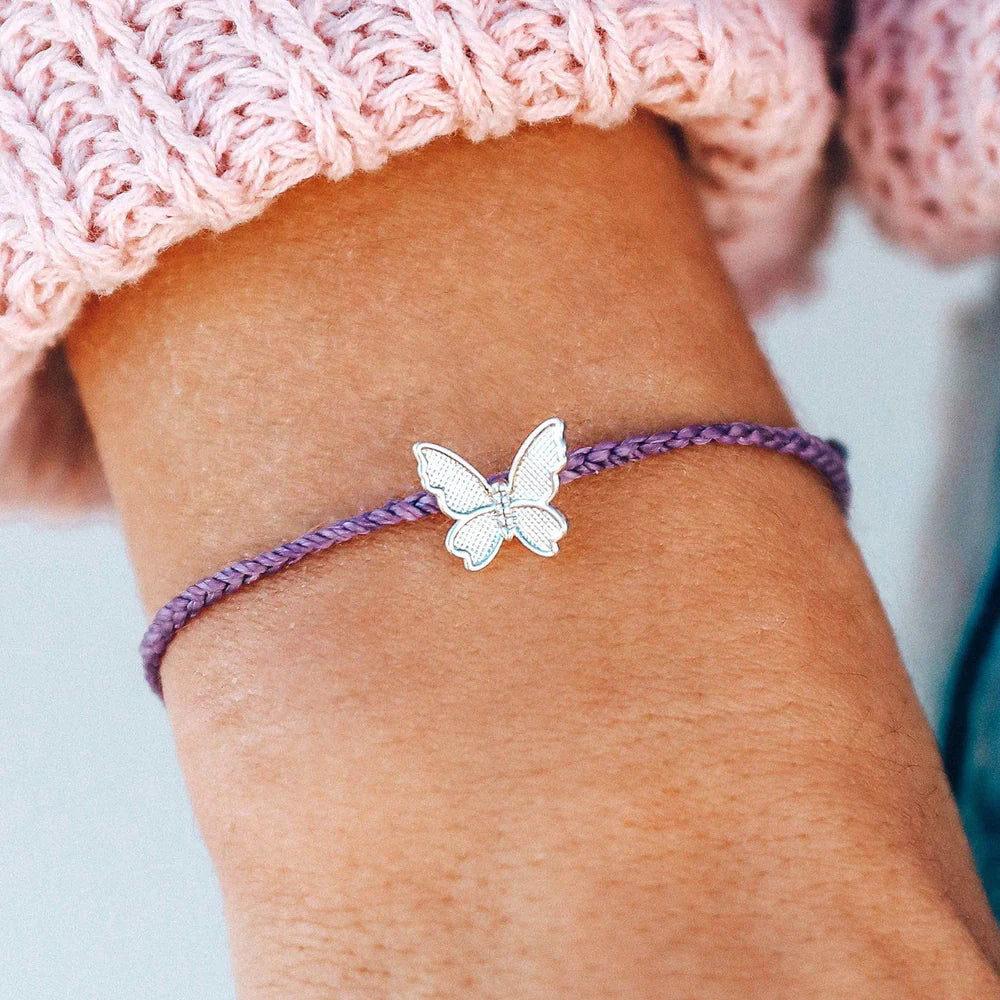 Butterfly in Flight Bracelet-Bracelet-Puravida-Silver/Purple-SchoolBagsAndStuff