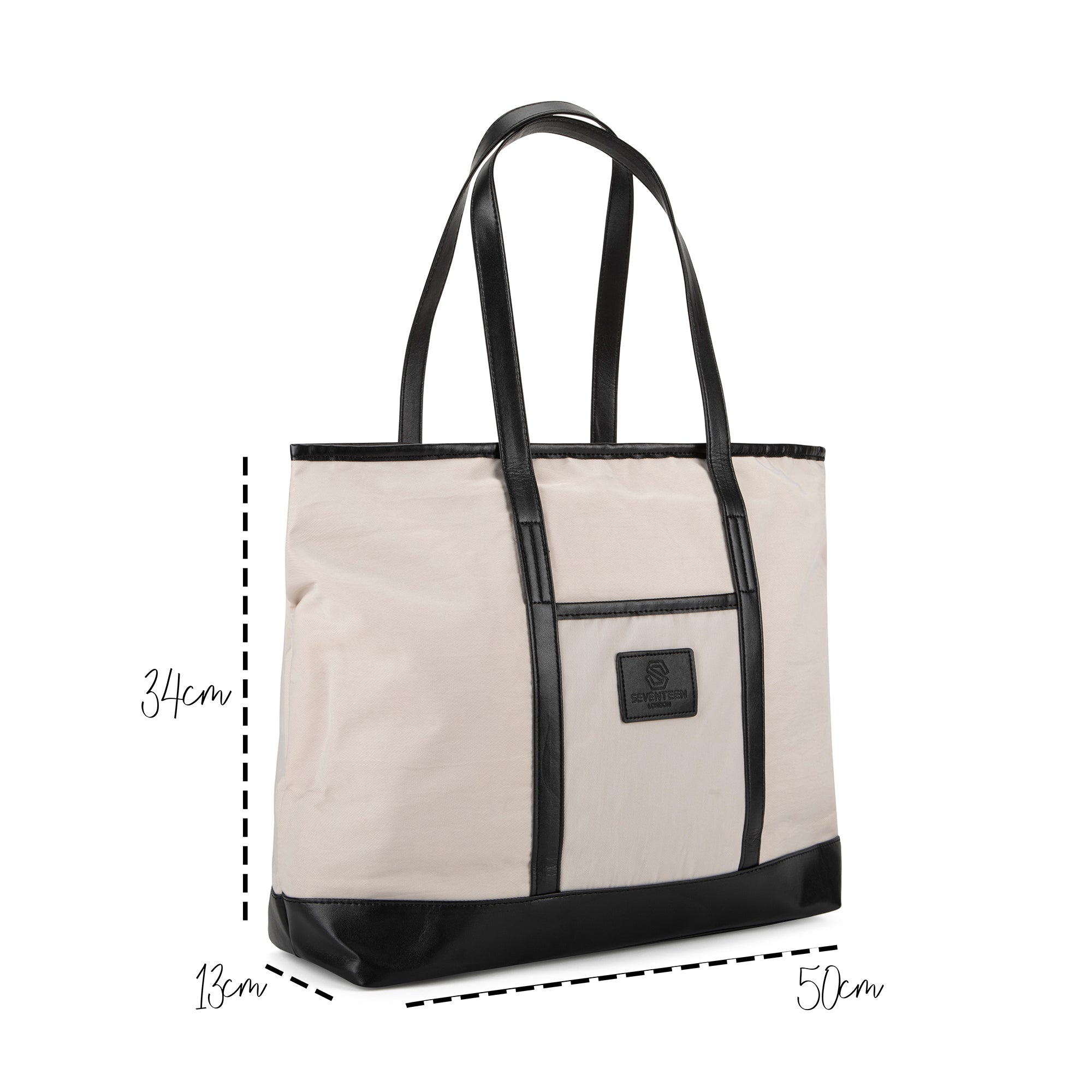 Battersea Tote Bag-Tote Bag-17 London-Cream/Black-SchoolBagsAndStuff