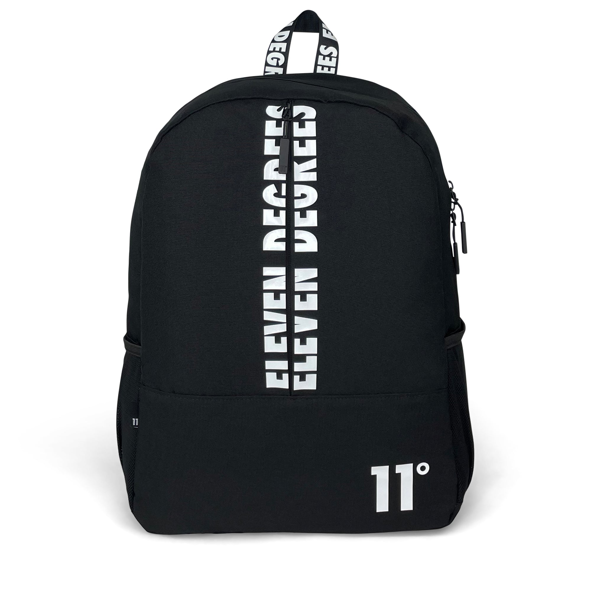 Printed Front Backpack-Backpack-11 Degrees-Black-SchoolBagsAndStuff