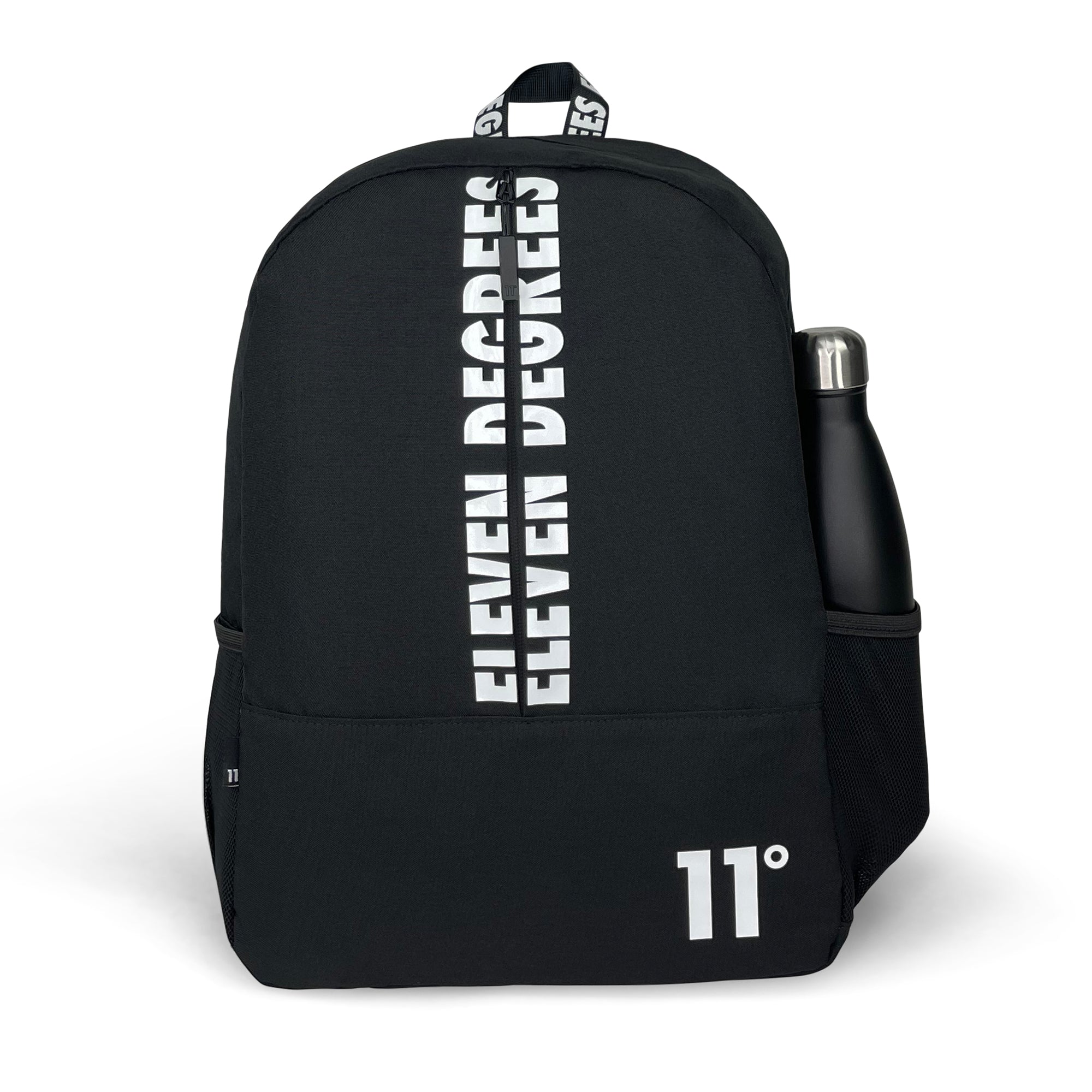 Printed Front Backpack-Backpack-11 Degrees-Black-SchoolBagsAndStuff