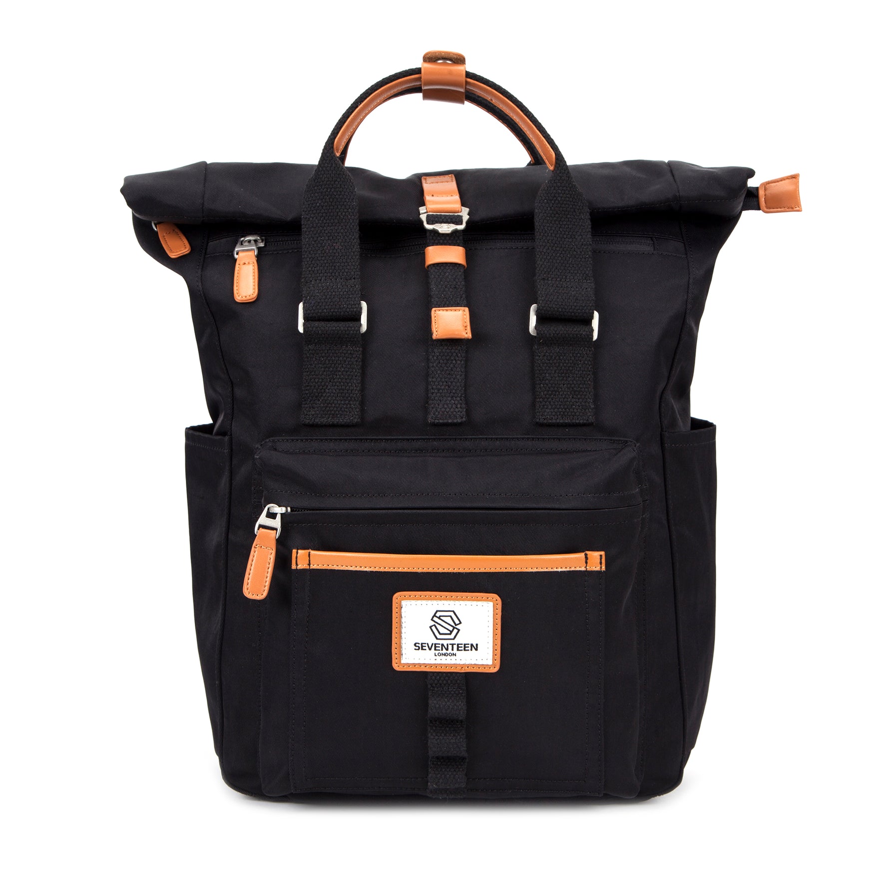 Canary Wharf Backpack-Backpack-17 London-Black/Tan-SchoolBagsAndStuff