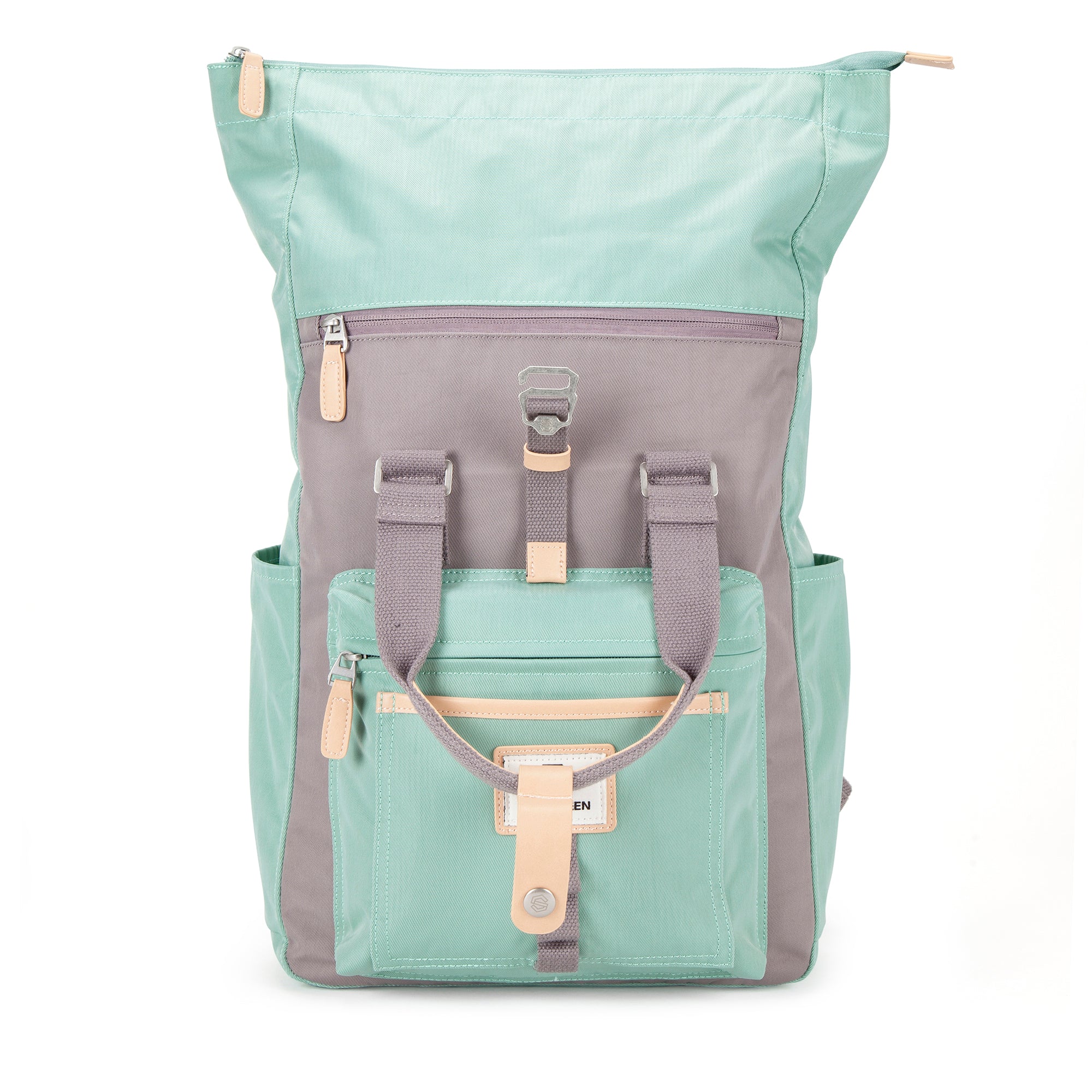 Canary Wharf Backpack-Backpack-17 London-Pastel Green/Grey-SchoolBagsAndStuff