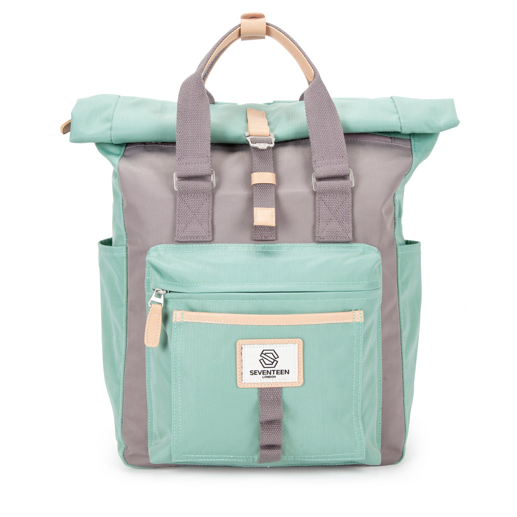 Canary Wharf Backpack-Backpack-17 London-Pastel Green/Grey-SchoolBagsAndStuff