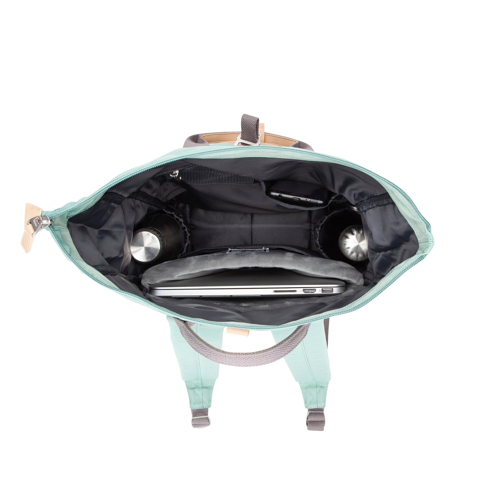 Canary Wharf Backpack-Backpack-17 London-Pastel Green/Grey-SchoolBagsAndStuff