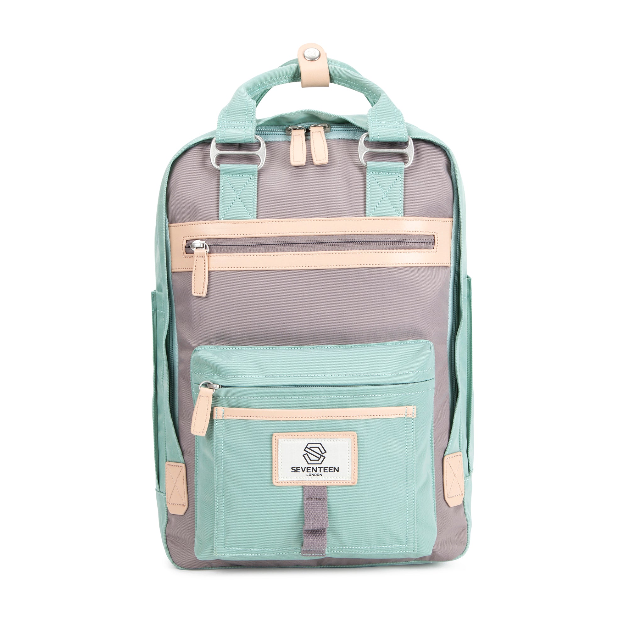 Wimbledon Backpack-Backpack-17 London-Pastel Green/Grey-SchoolBagsAndStuff