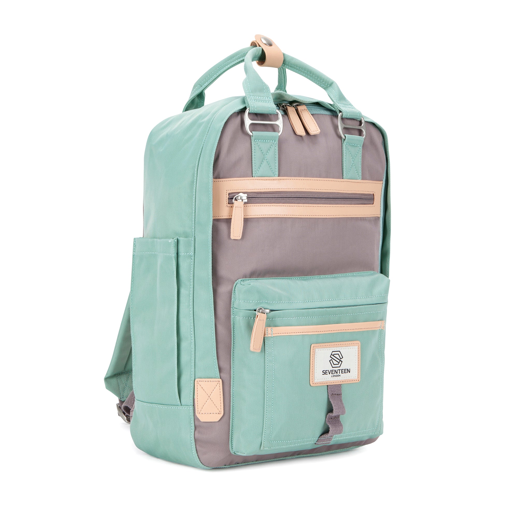 Wimbledon Backpack-Backpack-17 London-Pastel Green/Grey-SchoolBagsAndStuff