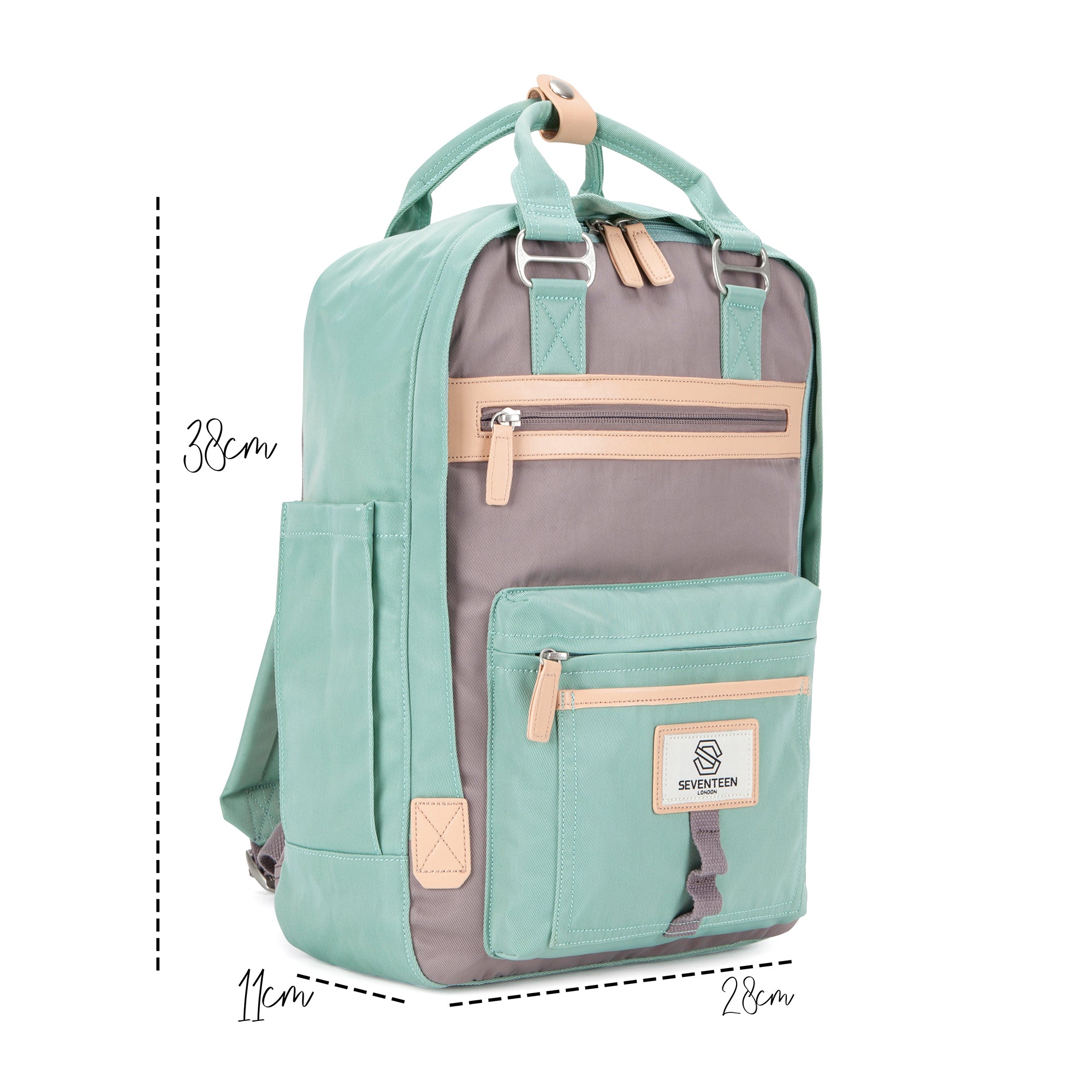 Wimbledon Backpack-Backpack-17 London-Pastel Green/Grey-SchoolBagsAndStuff