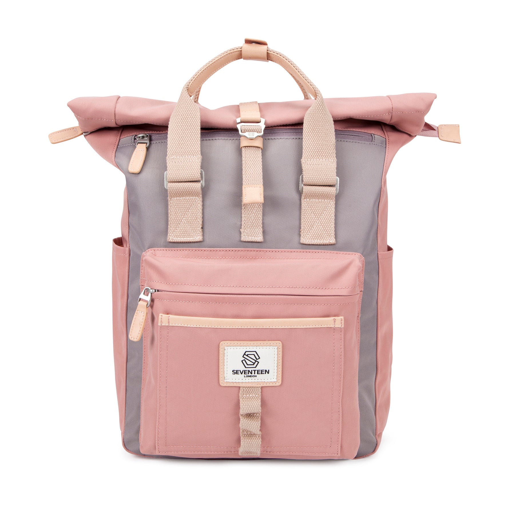 Canary Wharf Backpack-Backpack-17 London-Pink/Grey-SchoolBagsAndStuff