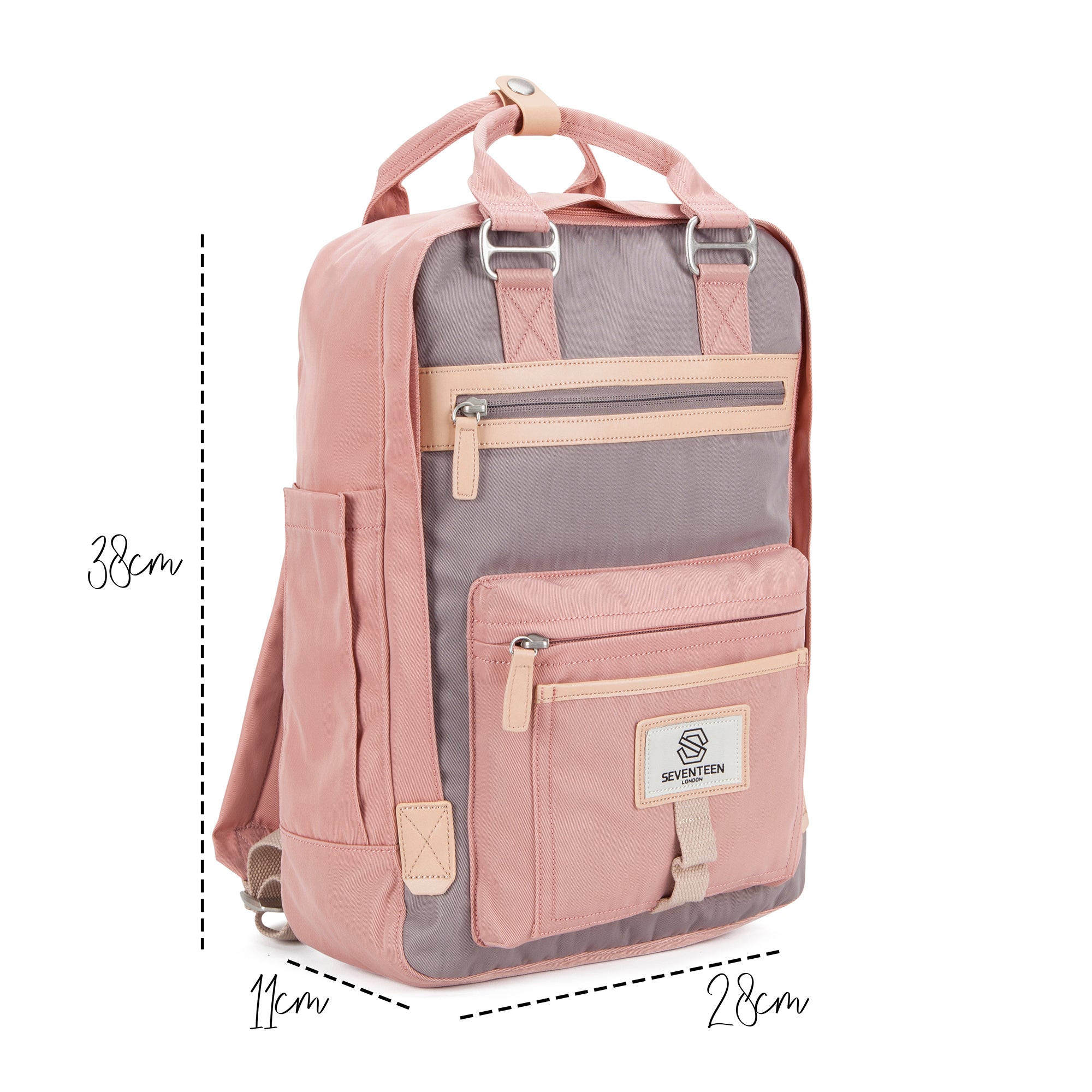 Wimbledon Backpack-Backpack-17 London-Pink/Grey-SchoolBagsAndStuff