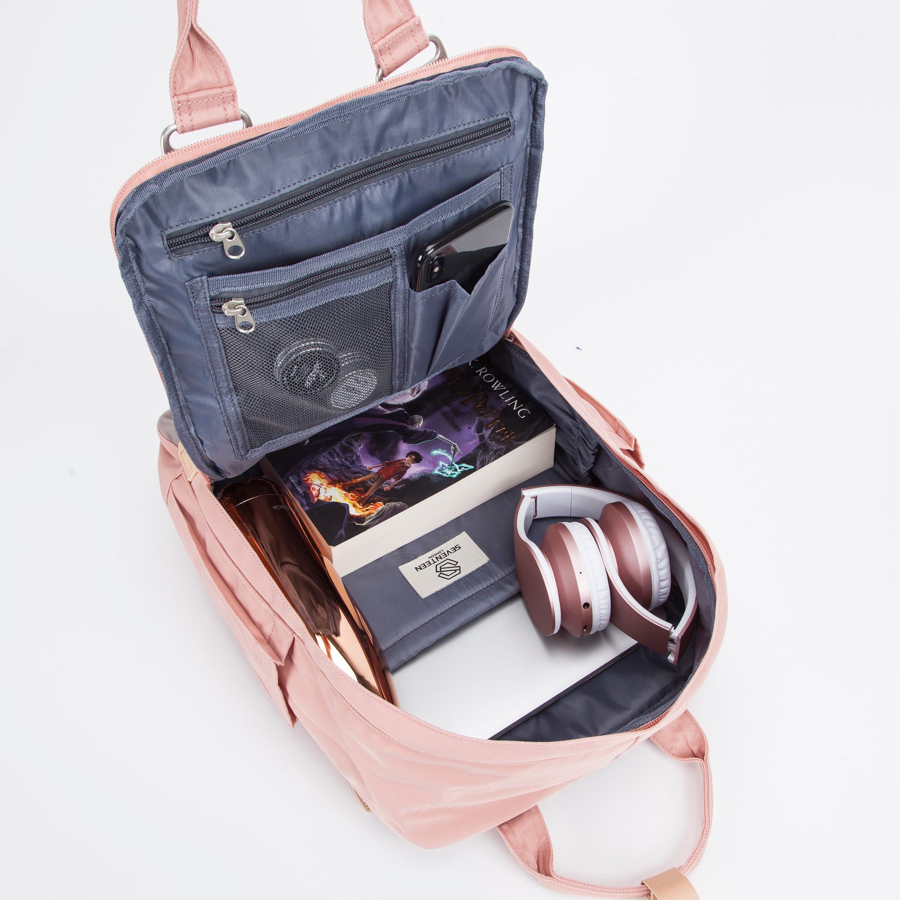 Wimbledon Backpack-Backpack-17 London-Pink/Grey-SchoolBagsAndStuff
