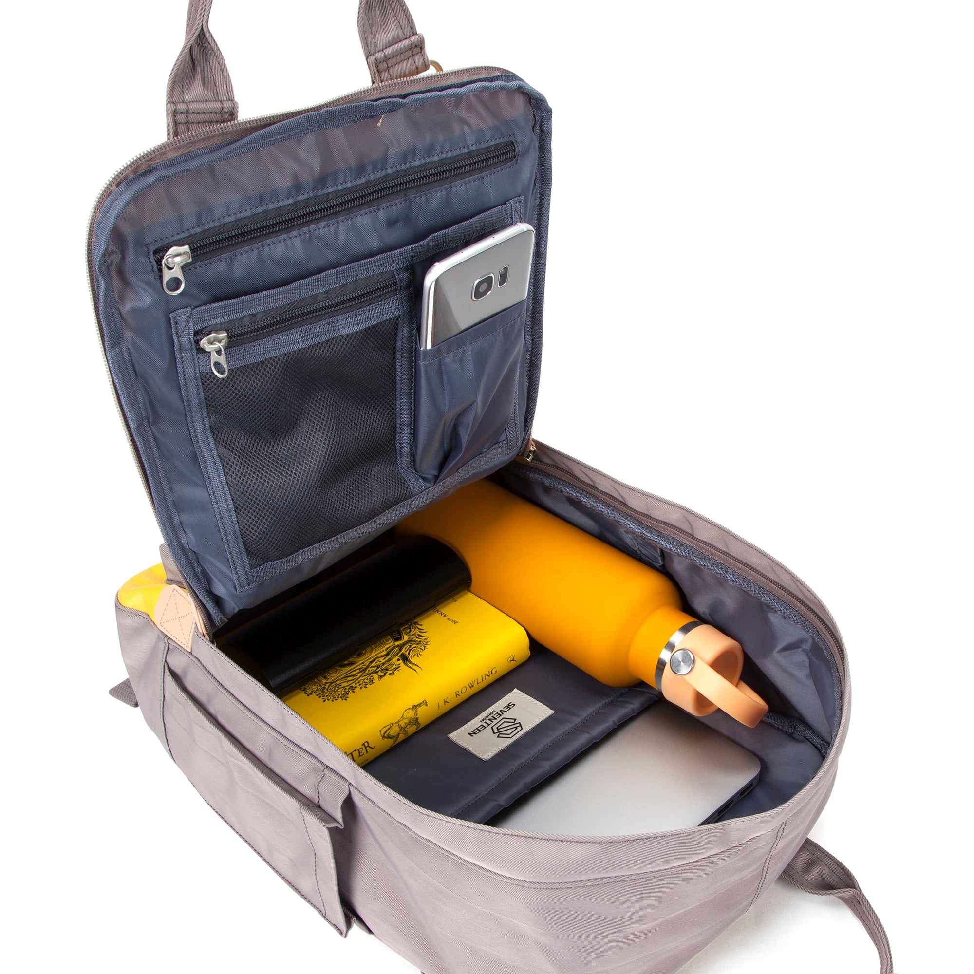 Wimbledon Backpack-Backpack-17 London-Grey/Yellow-SchoolBagsAndStuff