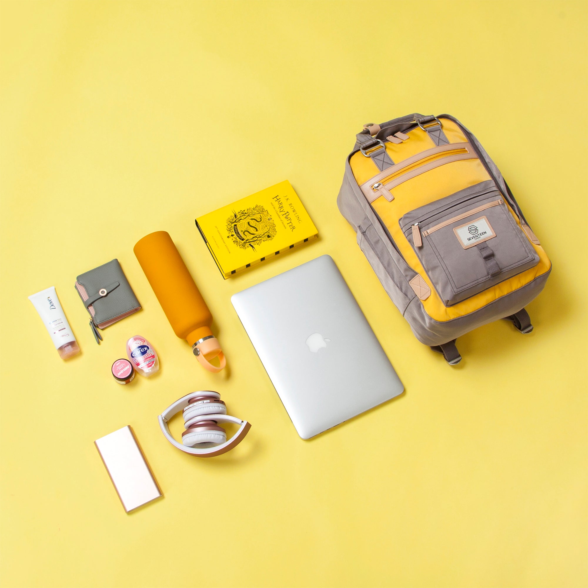 Wimbledon Backpack-Backpack-17 London-Grey/Yellow-SchoolBagsAndStuff