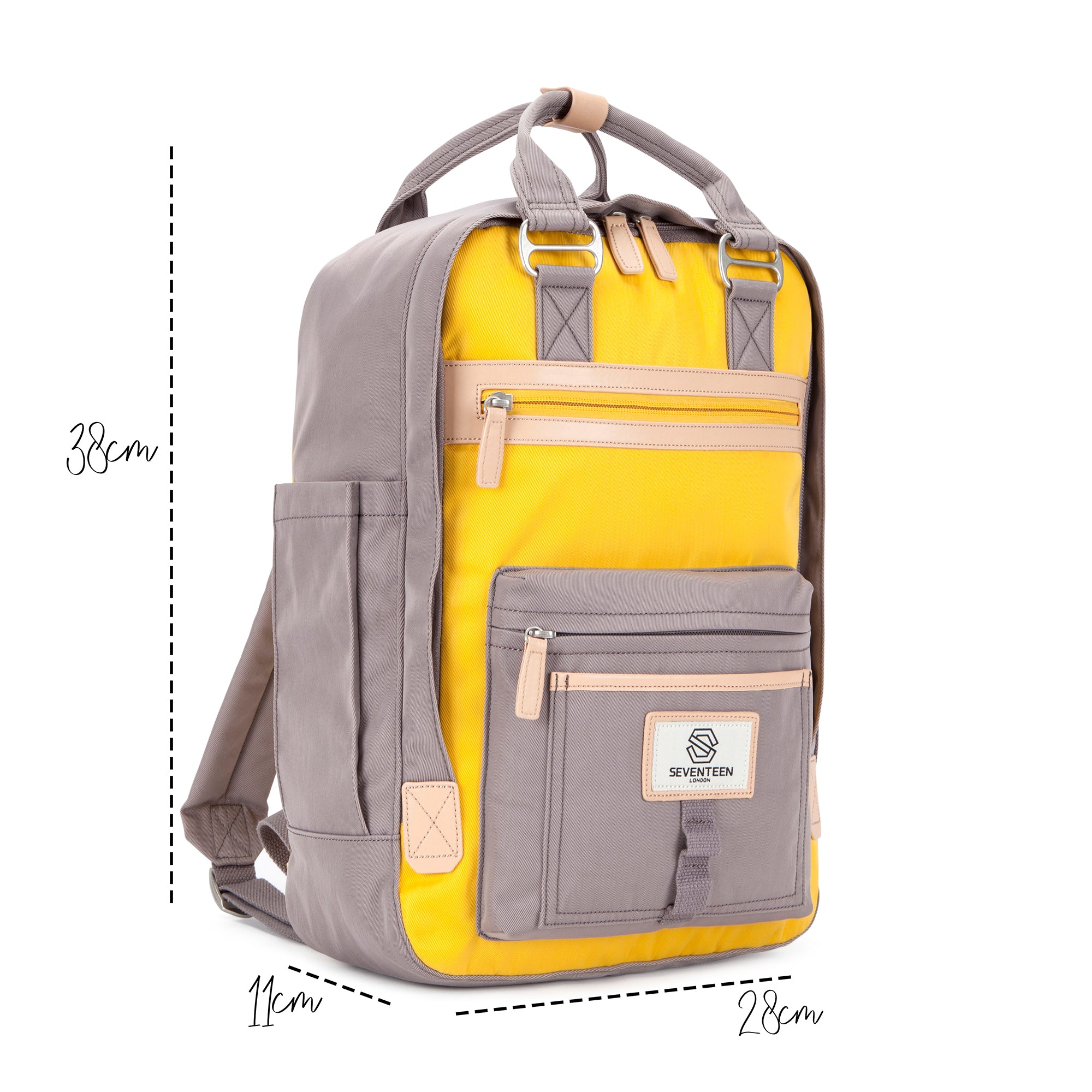 Wimbledon Backpack-Backpack-17 London-Grey/Yellow-SchoolBagsAndStuff