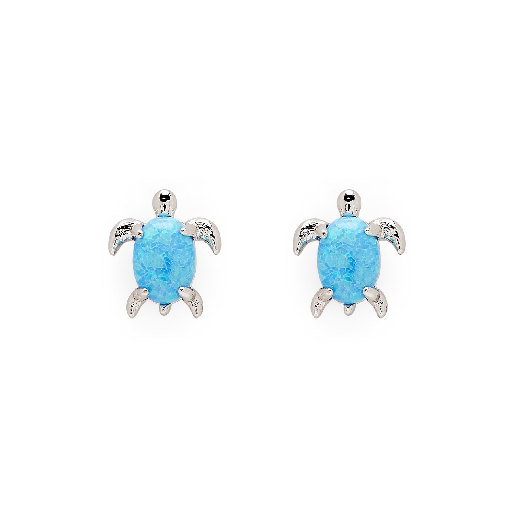 Sea Turtle Earrings-Earrings-Puravida-Silver/Turquoise-SchoolBagsAndStuff
