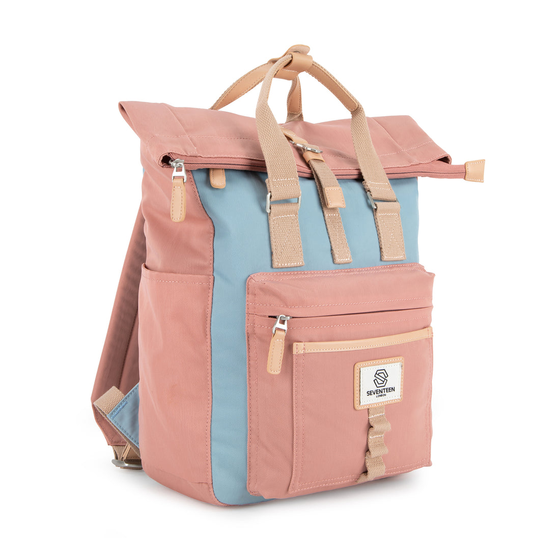 Canary Wharf Backpack-Backpack-17 London-Pink/Light Blue-SchoolBagsAndStuff