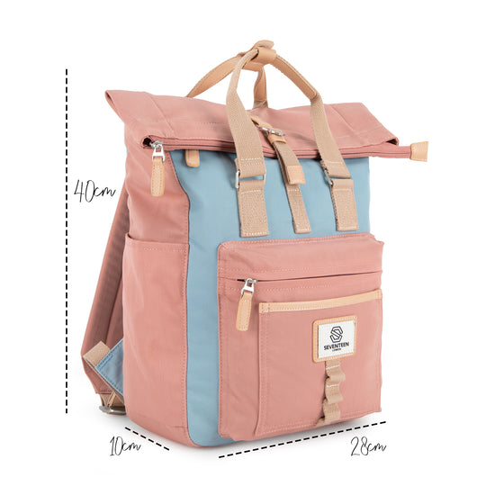 Canary Wharf Backpack-Backpack-17 London-Pink/Light Blue-SchoolBagsAndStuff