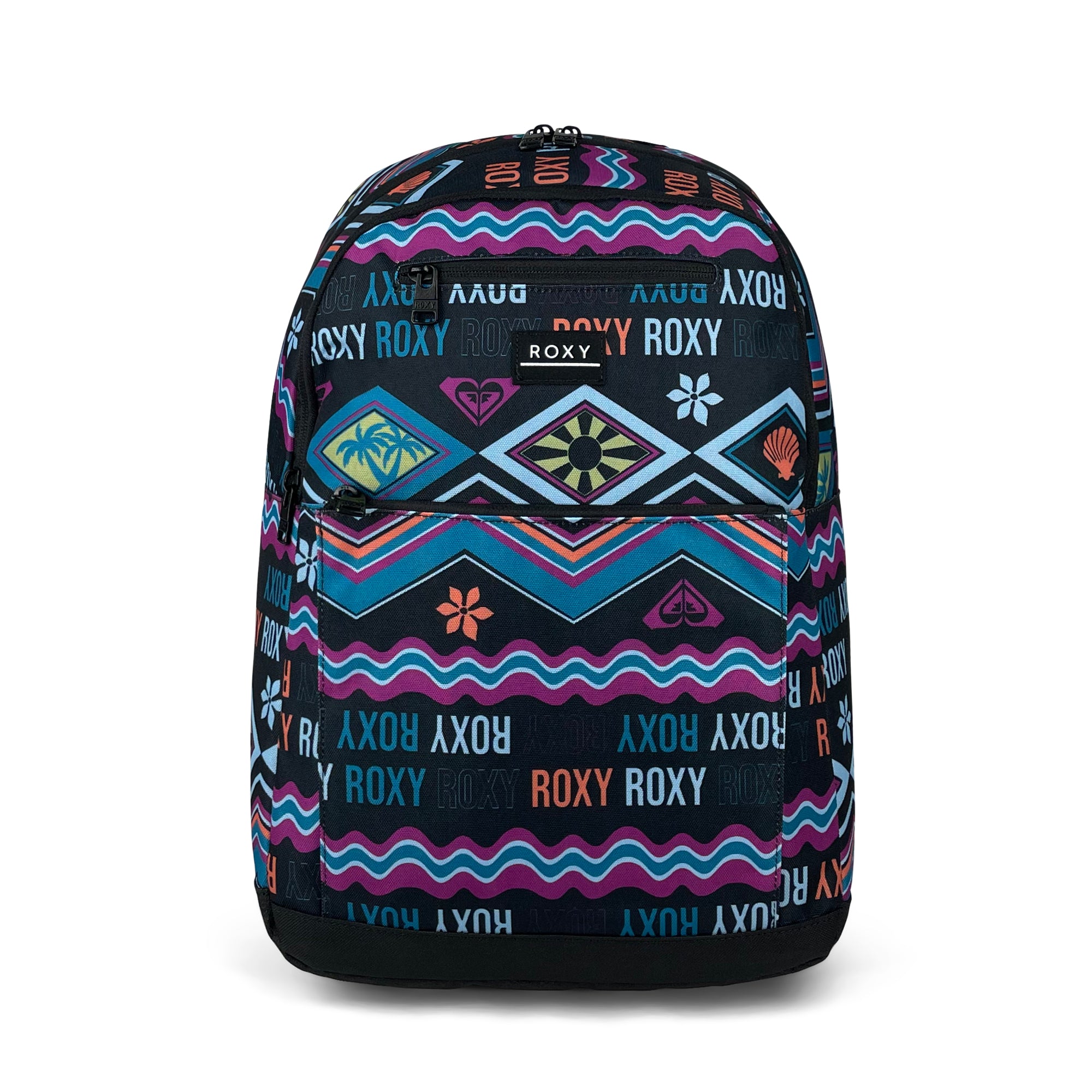 Here You Are Printed Backpack-Backpack-Roxy-Anthracite Word Up KVJ9-SchoolBagsAndStuff