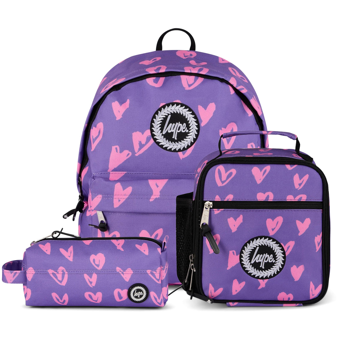 Purple/Pink Glitter Scribble Hearts SET