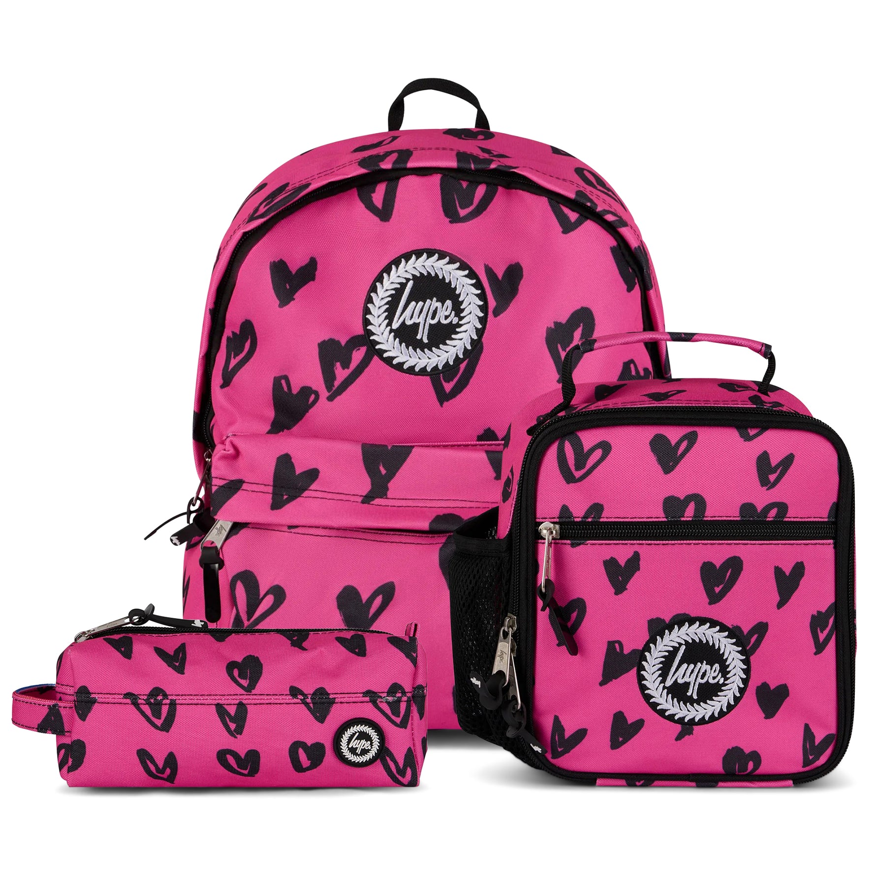 Pink/Black Scribble Hearts SET