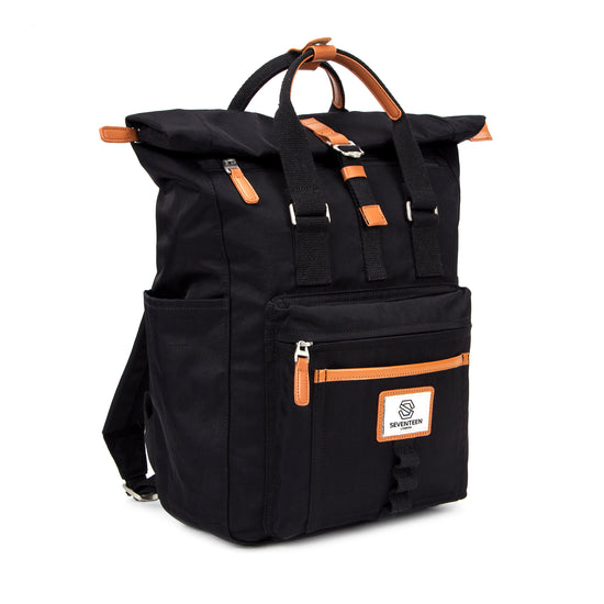 Canary Wharf Backpack-Backpack-17 London-Black/Tan-SchoolBagsAndStuff