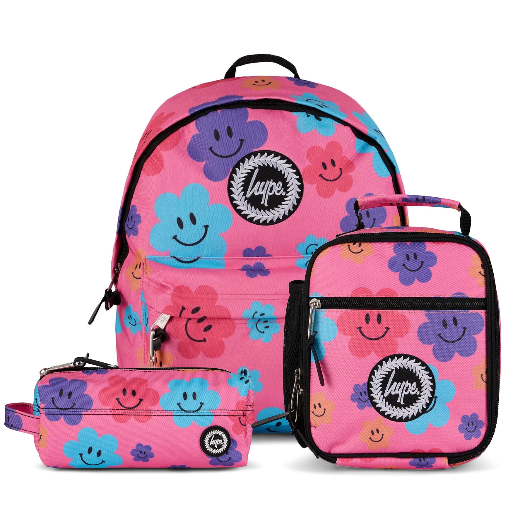 Pink Happy Flowers Backpack SET